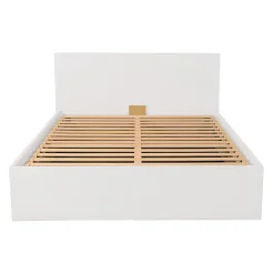 Lit coffre MADRID 140x200 + 1 sommier / Blanc><noscript><img width=