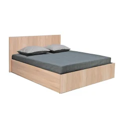 Lit coffre MADRID 140x200 + 1 sommier / Décor Chêne Blanchi><noscript><img width=