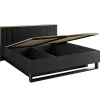 Meublorama Lit coffre MONDO 160x200 cm Noir structuré et doré Pieds métal Sommier inclus* Lit Double