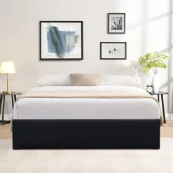Lit coffre noir - 180x200 cm - avec pieds - facile à monter et entretenir - soutien optimal - confort - usage quotidien -><noscript><img width=