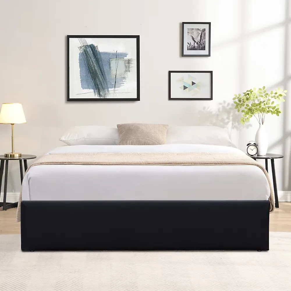 Nuits D'Or Lit coffre noir 180x200 cm - dehoussable - montage rapide - confort optimal - - lit avec 14 lattes* Lit Coffre