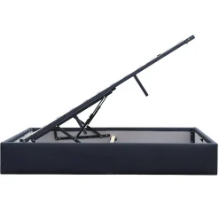 Lit coffre noir 140x200 cm - dehoussable - montage rapide - confort optimal - design moderne -><noscript><img width=