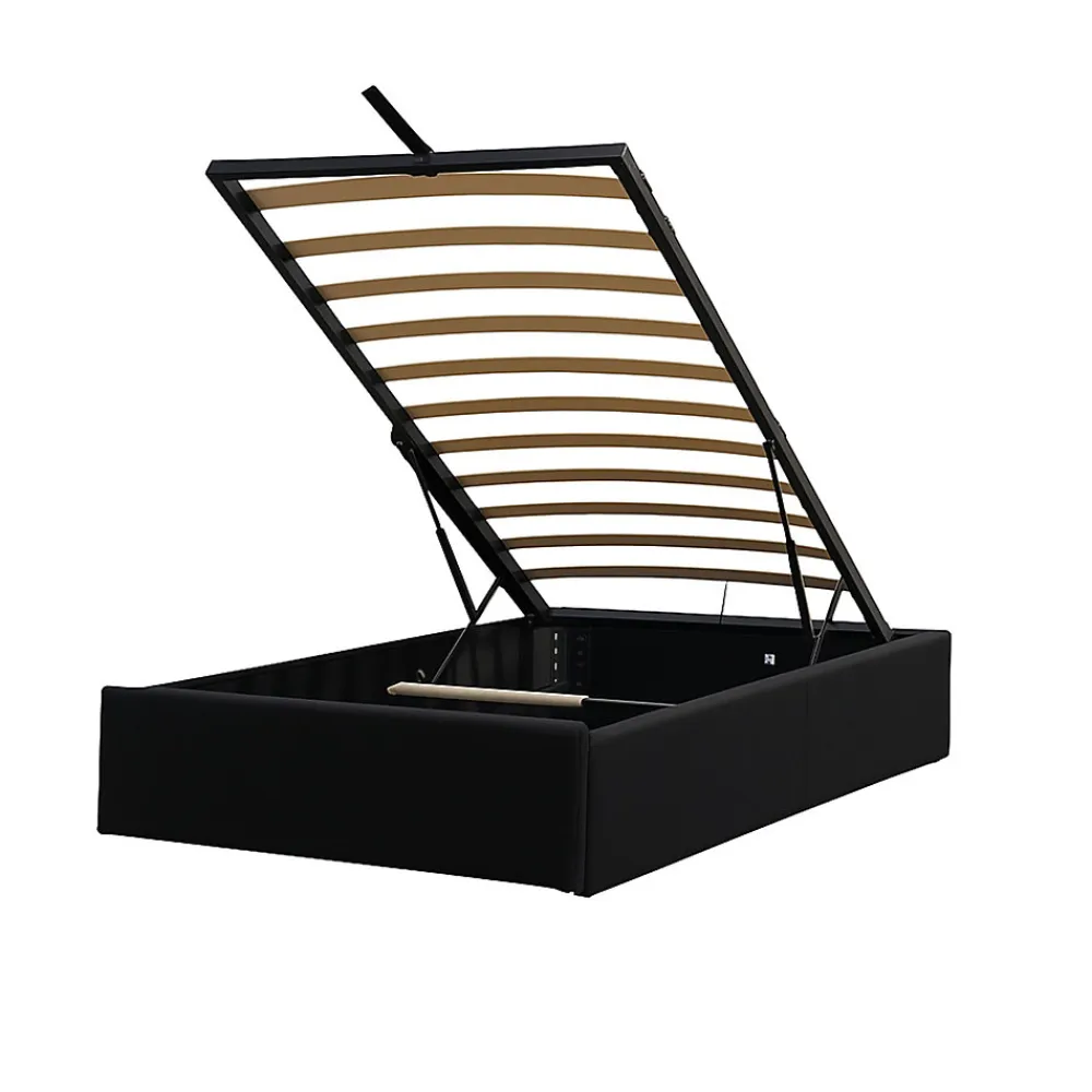 Lit coffre noir 90x190 cm - montage rapide - 12 lattes - design moderne - espace de rangement - tendance>King Of Dreams Clearance