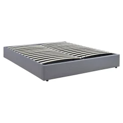 [En.Casa] Lit coffre Nola 180 x 200 cm gris en.casa* Lit Coffre