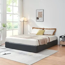[En.Casa] Lit coffre Nola simili 160 x 200 cm noir en.casa* Lit Coffre