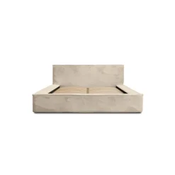 Meublorama Lit coffre ORLANE Beige Velours de dune 180x200 cm Sommier relevable Design haut de gamme* Lit Double