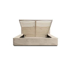 Meublorama Lit coffre ORLANE Beige Velours de dune 180x200 cm Sommier relevable Design haut de gamme* Lit Double
