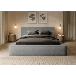 Lit coffre ORLANE Gris Charbon minéral polaire 140x200 cm Sommier relevable Design haut de gamme>Meublorama Online