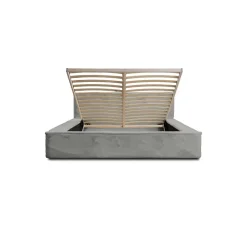 Meublorama Lit coffre ORLANE Gris Charbon minéral polaire 180x200 cm Sommier relevable Design haut de gamme* Lit Double