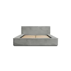 Meublorama Lit coffre ORLANE Gris Charbon minéral polaire 180x200 cm Sommier relevable Design haut de gamme* Lit Double