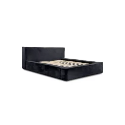 Lit coffre ORLANE Noir Ardoise polaire 160x200 cm Sommier relevable Design haut de gamme><noscript><img width=