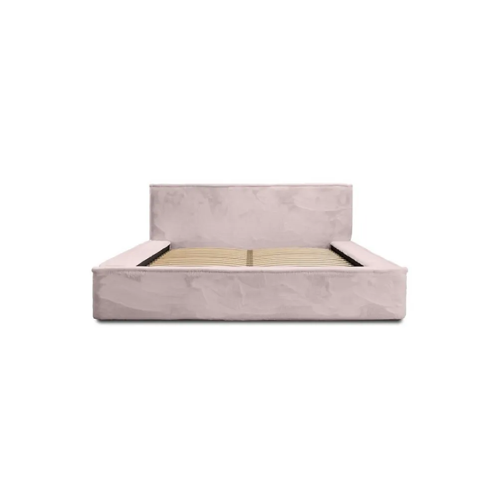 Lit coffre ORLANE Rose Poussière de rose polaire 160x200 cm Sommier relevable Design haut de gamme>Meublorama Outlet