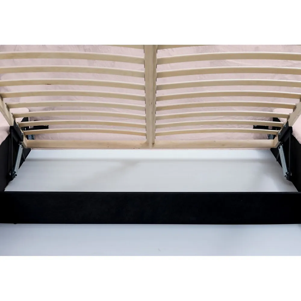 Lit coffre ORLANE Rose Poussière de rose polaire 160x200 cm Sommier relevable Design haut de gamme>Meublorama Outlet