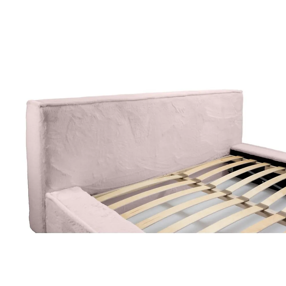 Lit coffre ORLANE Rose Poussière de rose polaire 160x200 cm Sommier relevable Design haut de gamme>Meublorama Outlet