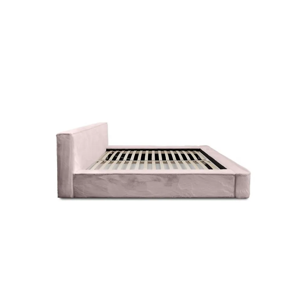 Lit coffre ORLANE Rose Poussière de rose polaire 160x200 cm Sommier relevable Design haut de gamme>Meublorama Outlet