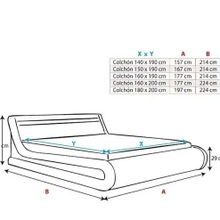 Design Ameublement Lit coffre PARISINA 180x200 cm blanc et noir simili cuir LED* Ensemble Sommier Et Matelas