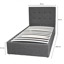 Lit coffre PARMA 90x190 + 1 sommier / Gris foncé><noscript><img width=