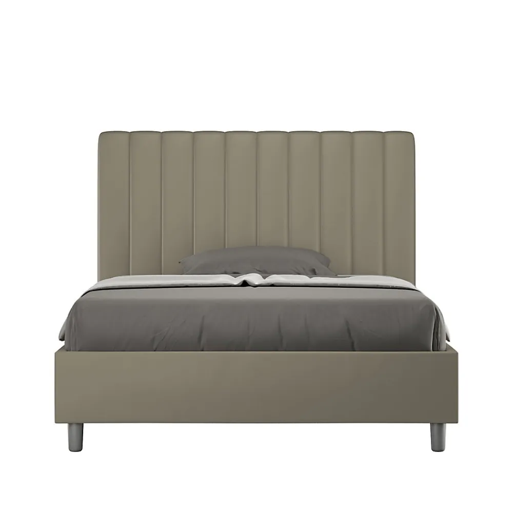 Lit coffre rembourré en simili cuir Agueda cappuccino 140x210>Ityhome