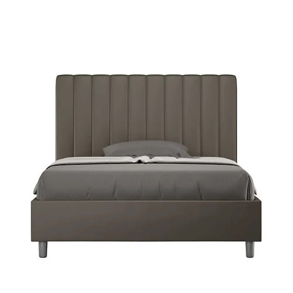 Lit coffre rembourré en simili cuir Agueda cappuccino 140x210>Ityhome