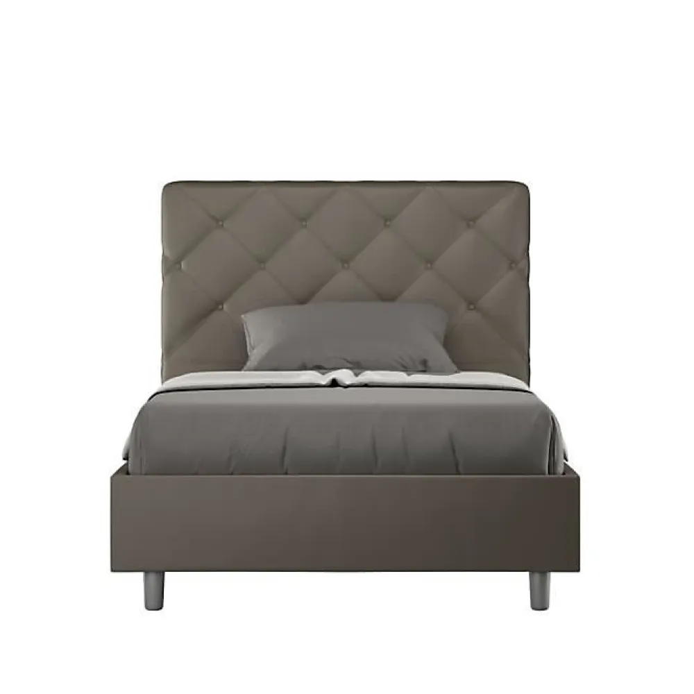 Lit coffre rembourré en simili cuir Priya cappuccino 120x200>Ityhome Online