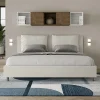Ityhome Lit coffre rembourré en simili cuir blanc Antea 180x200* Lit Coffre