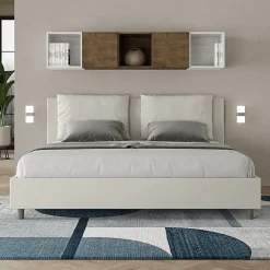 Ityhome Lit coffre rembourré en simili cuir blanc Antea 180x200* Lit Coffre