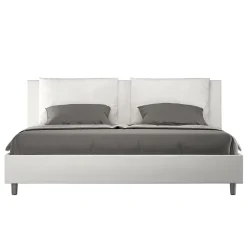 Ityhome Lit coffre rembourré en simili cuir blanc Antea 180x200* Lit Coffre
