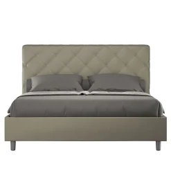 Ityhome Lit coffre rembourré en simili cuir Priya cappuccino 160x200* Lit Double