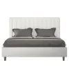Lit coffre rembourré en simili cuir blanc Agueda 160x200>Ityhome Discount