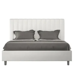Lit coffre rembourré en simili cuir blanc Agueda 160x200>Ityhome Discount