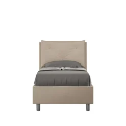 Lit coffre rembourré en simili cuir gris tourterelle Appia 80x210>Ityhome Clearance