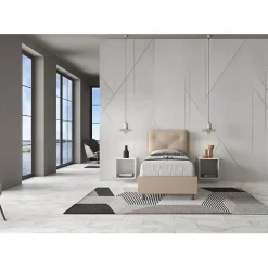 Lit coffre rembourré en simili cuir gris tourterelle Appia 80x210><noscript><img width=