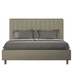 Ityhome Lit coffre rembourré en simili cuir Agueda cappuccino 160x210* Lit Coffre