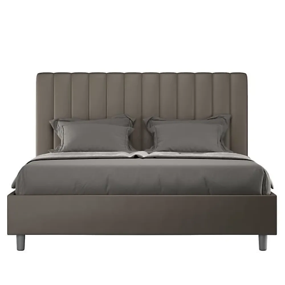 Ityhome Lit coffre rembourré en simili cuir Agueda cappuccino 160x210* Lit Coffre