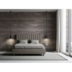 Ityhome Lit coffre rembourré en simili cuir Agueda cappuccino 160x210* Lit Coffre