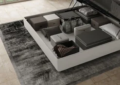 Ityhome Lit coffre rembourré simili cuir blanc Antea 180x190* Lit Coffre