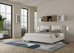 Ityhome Lit coffre rembourré simili cuir blanc Antea 180x190* Lit Coffre