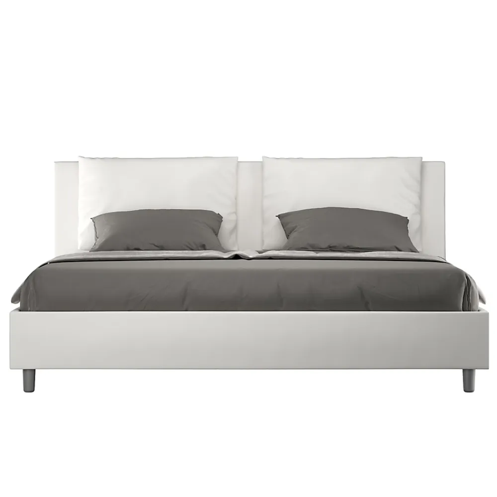 Ityhome Lit coffre rembourré simili cuir blanc Antea 180x190* Lit Coffre