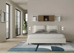 Ityhome Lit coffre rembourré simili cuir blanc Antea 180x190* Lit Coffre