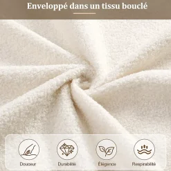 ModernLuxe Lit coffre rembourré 140x190 cm avec rangement - Tête de lit rembourrée - Sommier à lattes - Tissu bouclé - Beige(sans matelas)* Lit Coffre