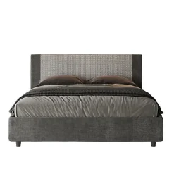 Lit coffre rembourré 160x190 en tissu Labirinto 02 gris Rosal>Ityhome Sale