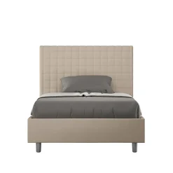 Lit coffre rembourré 120x200 Sunny simili cuir gris tourterelle>Ityhome Sale