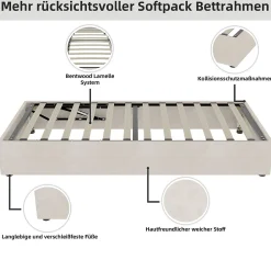 Lit Coffre Simple 90x200 cm - Lit Avec Vérin Pour Ouverture Facile, Bas et Moderne, Sans Tête de Lit, Sans Matelas, Velours Beige><noscript><img width=