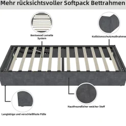 Okwish Lit Coffre Simple 90x200 cm - Lit Avec Vérin Pour Ouverture Facile, Bas et Moderne, Sans Tête de Lit, Sans Matelas, Velours Gris* Lit Coffre