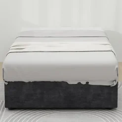 Okwish Lit Coffre Simple 90x200 cm - Lit Avec Vérin Pour Ouverture Facile, Bas et Moderne, Sans Tête de Lit, Sans Matelas, Velours Gris* Lit Coffre