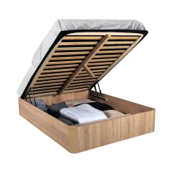 LIT COFFRE SPIRO 160x200cm + 1 SOMMIER / Décor Chêne Blanchi>Weber Industries Outlet