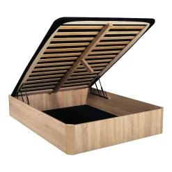 Weber Industries LIT COFFRE SPIRO 180x200cm + 1 SOMMIER / Décor Chêne Blanchi* Lit Coffre