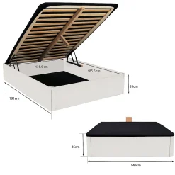 Weber Industries LIT COFFRE SPIRO 140x190cm + 1 SOMMIER / BLANC* Lit Coffre