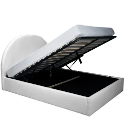 LIT COFFRE TISSU BOUCLETTE 160x200 SHERPA + SOMMIER / Blanc>Weber Industries New