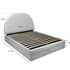LIT COFFRE TISSU BOUCLETTE 160x200 SHERPA + SOMMIER / Blanc><noscript><img width=